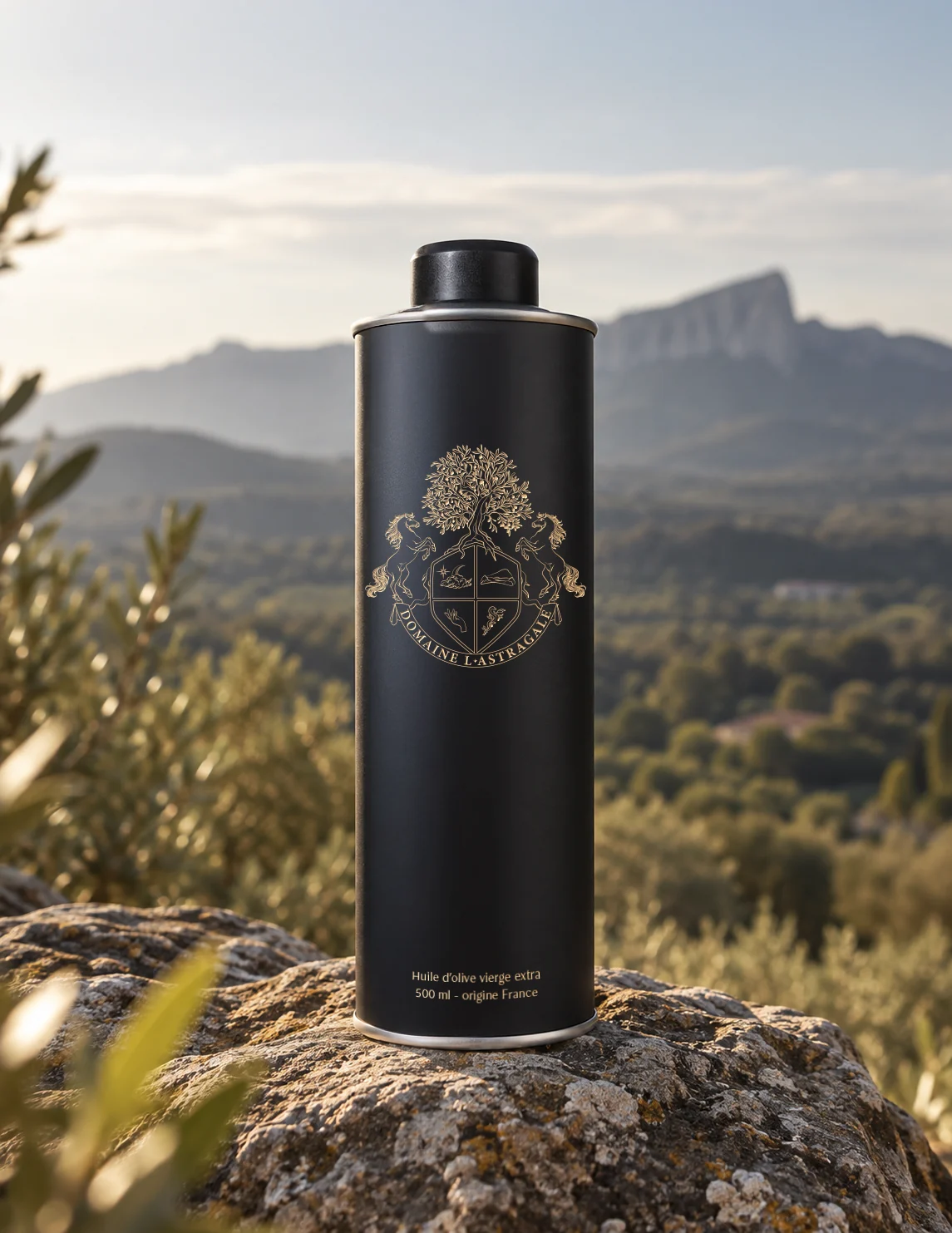 Bouteille d’huile d’olive du Domaine l’Astragale